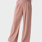Cozy High Waisted Waffle Knit Wide Leg Pants with Functional Pockets