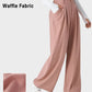 Cozy High Waisted Waffle Knit Wide Leg Pants with Functional Pockets
