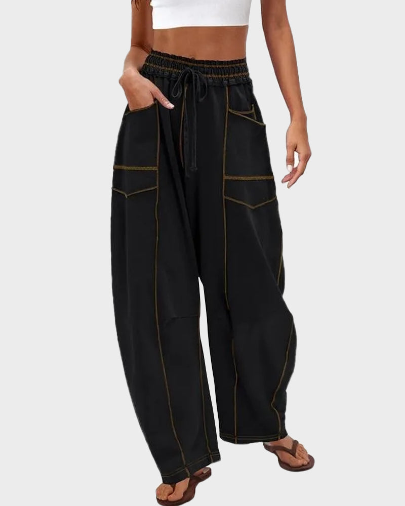 Y2K Hip Hop Patchwork Baggy Wide Leg Cargo Pants with Pockets