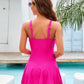 Chic Deep V-Neck Knot Detail Skirted Swimsuit: Elegant Style, Full Coverage