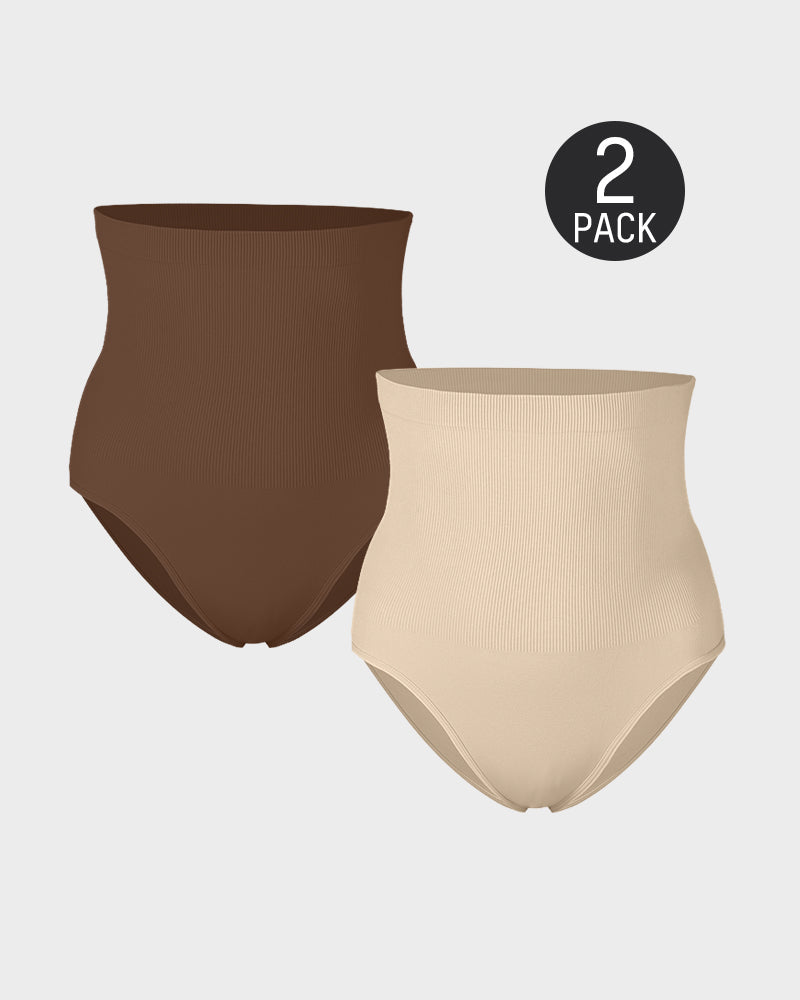High Waist Tummy Control Brief Shaping Panty (2 Pack)