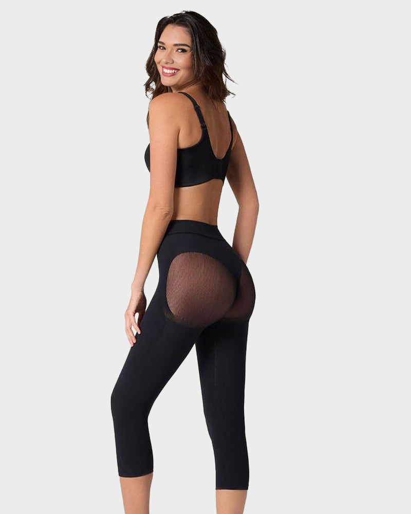 Invisible High-Waist Butt-Lifting Capri Shaper: Seamless Tummy Control Body Shaper