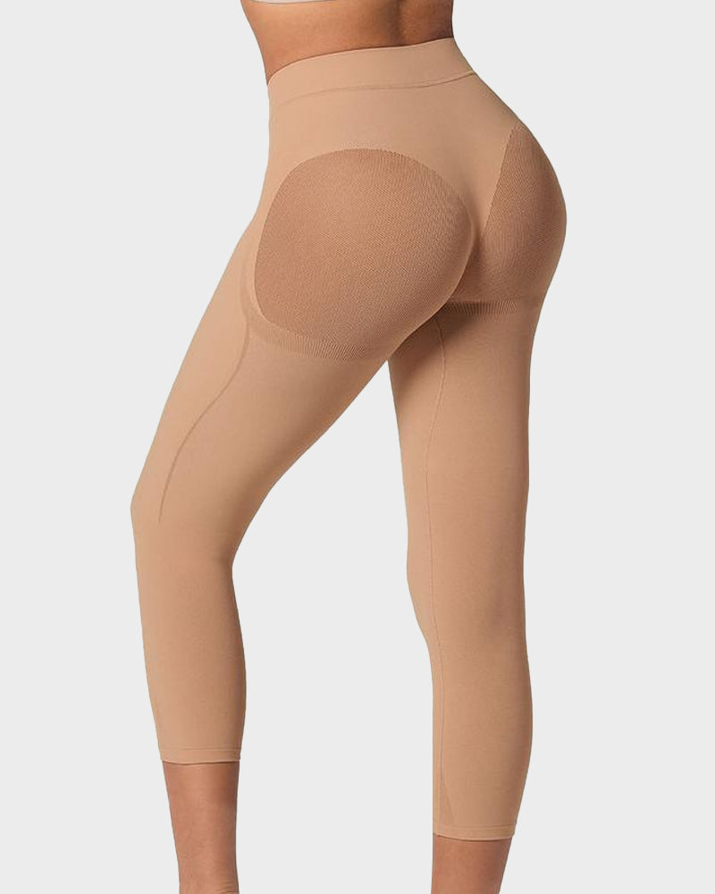 Invisible High-Waist Butt-Lifting Capri Shaper: Seamless Tummy Control Body Shaper