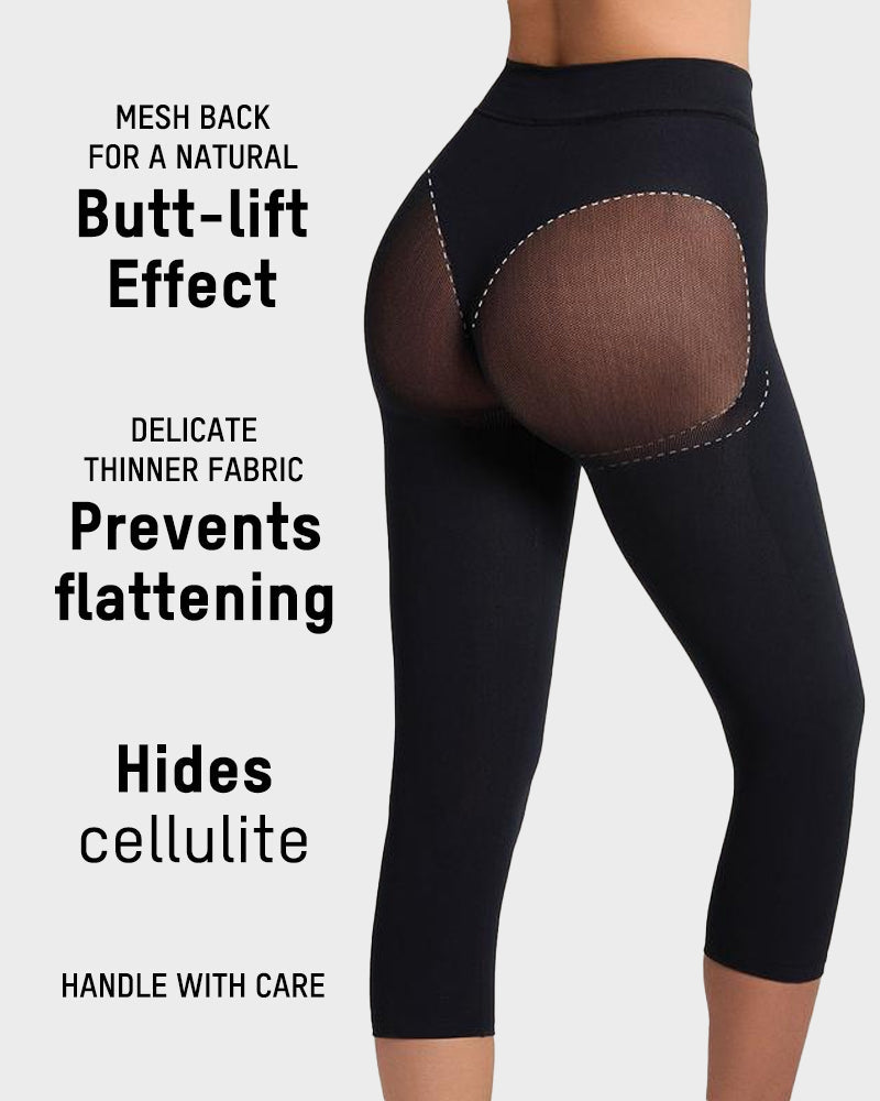 Invisible High-Waist Butt-Lifting Capri Shaper: Seamless Tummy Control Body Shaper