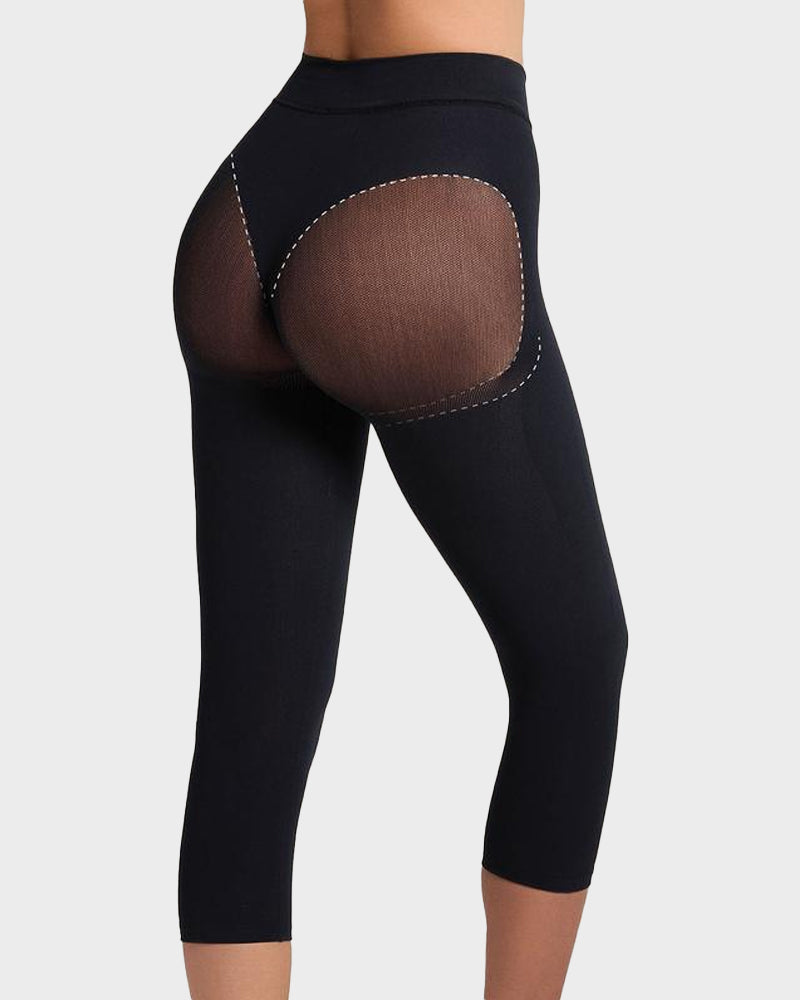 Invisible High-Waist Butt-Lifting Capri Shaper: Seamless Tummy Control Body Shaper