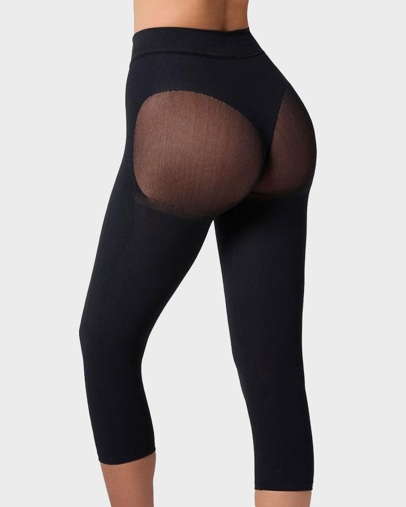 Invisible High-Waist Butt-Lifting Capri Shaper: Seamless Tummy Control Body Shaper