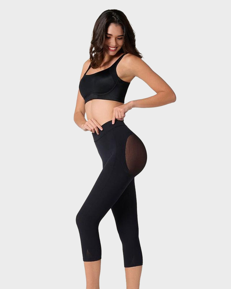 Invisible High-Waist Butt-Lifting Capri Shaper: Seamless Tummy Control Body Shaper