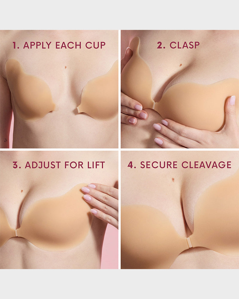 Invisible Lift Sticky Cleavage Bra: Reusable Silicone Adhesive for Invisible Support