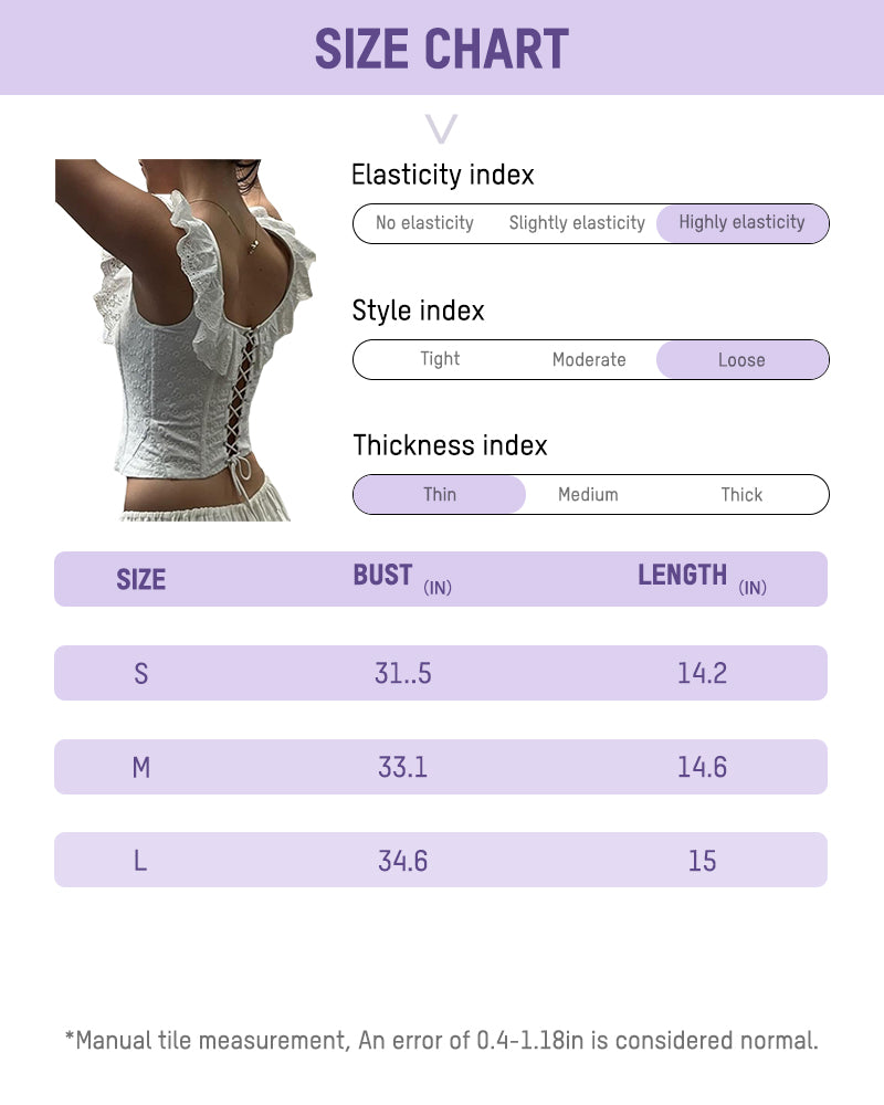 Chic Eyelet Ruffle Off-Shoulder Corset Top with Adjustable Lace-Up Back
