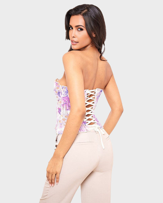 Chic Lace-Up Tummy Control Corset Top for Women - Adjustable Shaping Fashion