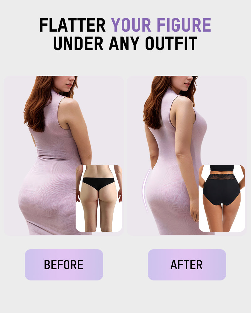 Soft Breathable High-Waist Cotton Hipster Panties, Lace Trim 5-Pack