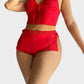 Luxurious Lace Trim Satin Pajama Set: Silky Cami Top and Flirty Split Shorts