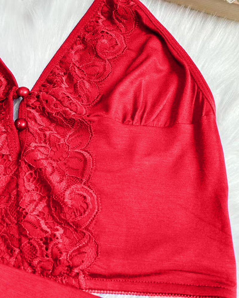 Luxurious Lace Trim Satin Pajama Set: Silky Cami Top and Flirty Split Shorts