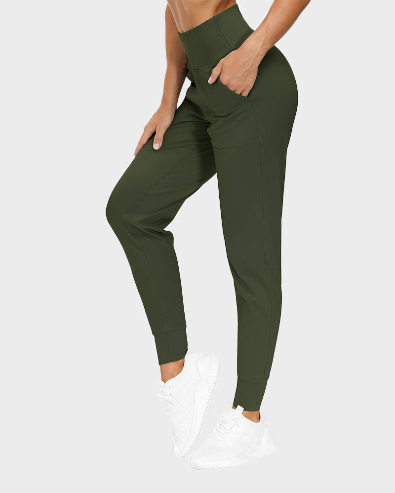 Women's Lightweight High-Waist Tapered Joggers: Soft, Stretch, Comfort Pockets