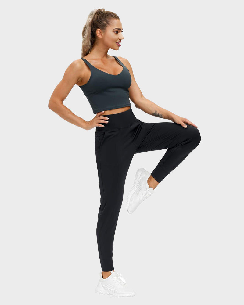 Women's Lightweight High-Waist Tapered Joggers: Soft, Stretch, Comfort Pockets