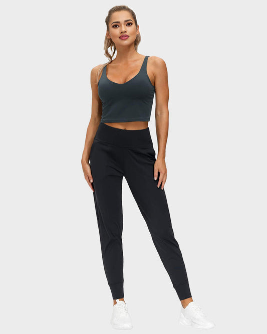 Women's Lightweight High-Waist Tapered Joggers: Soft, Stretch, Comfort Pockets