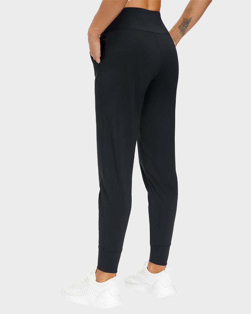 Women's Lightweight High-Waist Tapered Joggers: Soft, Stretch, Comfort Pockets