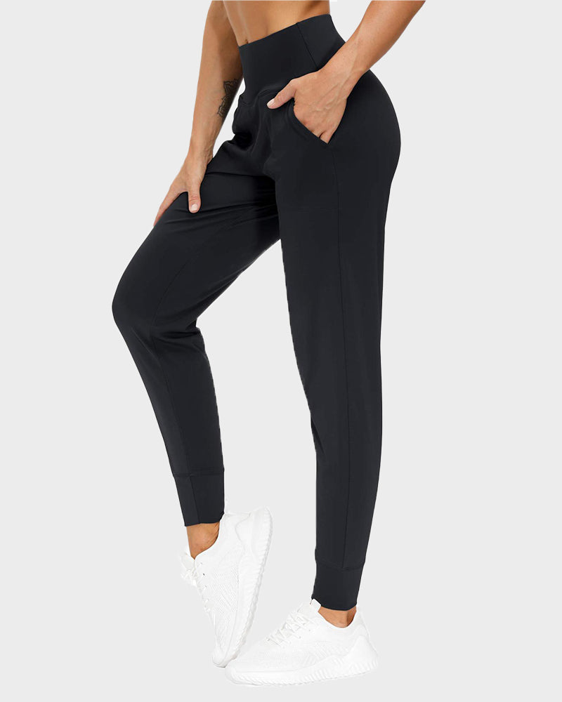 Women's Lightweight High-Waist Tapered Joggers: Soft, Stretch, Comfort Pockets