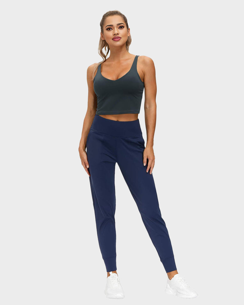 Women's Lightweight High-Waist Tapered Joggers: Soft, Stretch, Comfort Pockets
