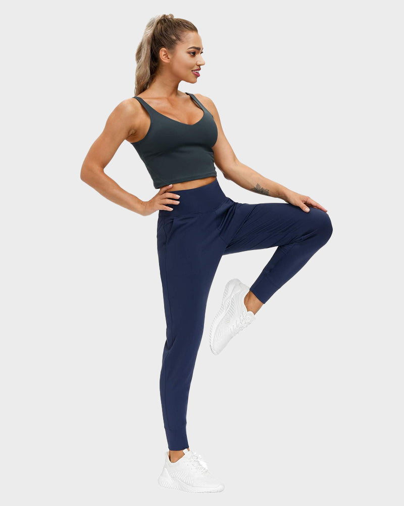 Women's Lightweight High-Waist Tapered Joggers: Soft, Stretch, Comfort Pockets