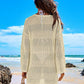 Elegant Long Sleeve Crochet Knit Beach Swim Cover-Up Dress - Sheer & Stylish