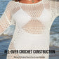 Elegant Long Sleeve Crochet Knit Beach Swim Cover-Up Dress - Sheer & Stylish
