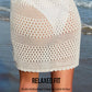 Elegant Long Sleeve Crochet Knit Beach Swim Cover-Up Dress - Sheer & Stylish