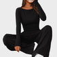 Comfortable Chic Asymmetrical Long Sleeve Top Wide Leg Pants Lounge Set