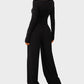 Comfortable Chic Asymmetrical Long Sleeve Top Wide Leg Pants Lounge Set