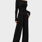 Comfortable Chic Asymmetrical Long Sleeve Top Wide Leg Pants Lounge Set