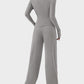 Comfortable Chic Asymmetrical Long Sleeve Top Wide Leg Pants Lounge Set