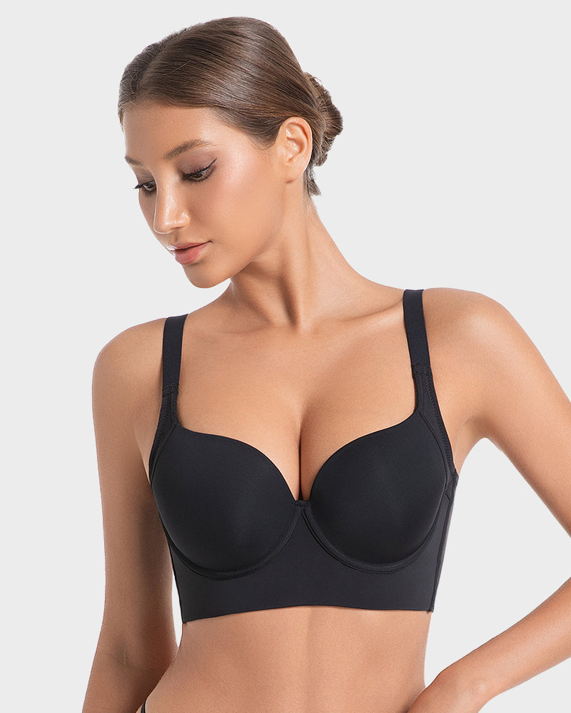 Ultra-Light Back-Smoothing Longline Underwire Push-Up Bra for Everyday Comfort