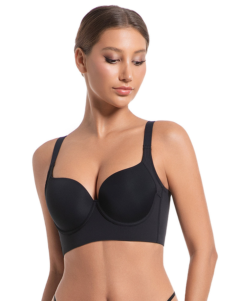 Ultra-Light Back-Smoothing Longline Underwire Push-Up Bra for Everyday Comfort