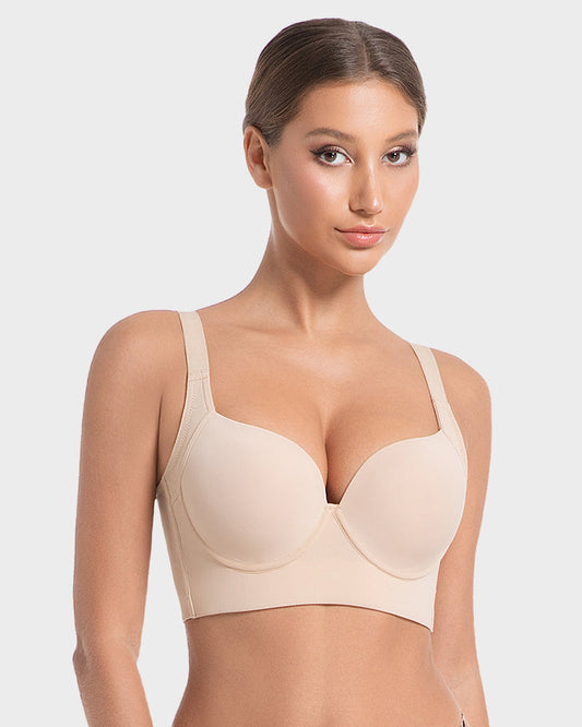 Ultra-Light Back-Smoothing Longline Underwire Push-Up Bra for Everyday Comfort