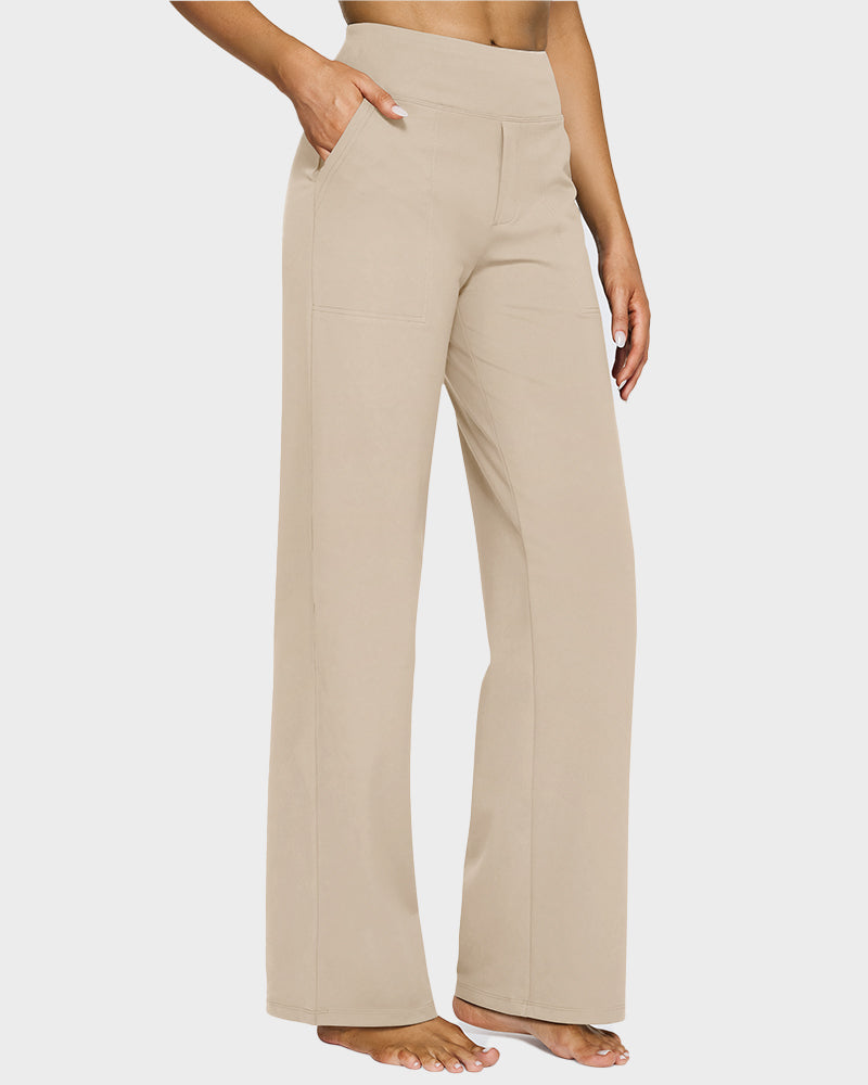 Elegant High-Waist Wide-Leg Yoga Pants: Professional Comfort, Stylish Flowy Design