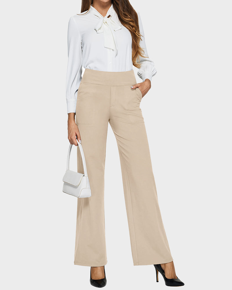Elegant High-Waist Wide-Leg Yoga Pants: Professional Comfort, Stylish Flowy Design