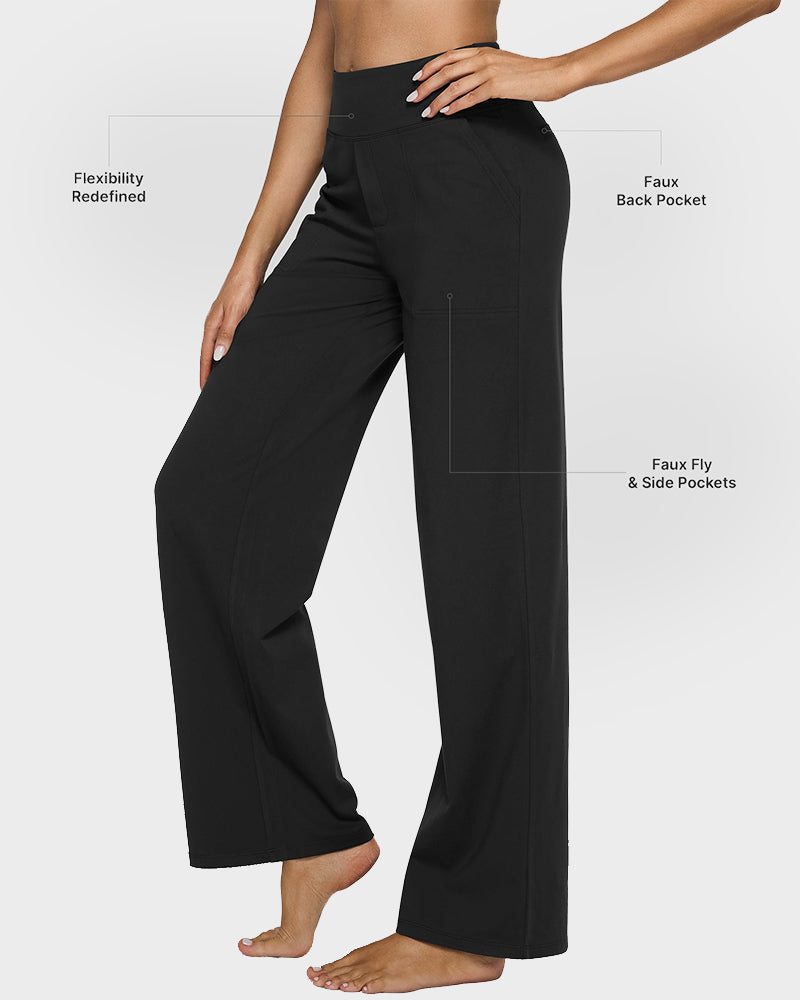 Elegant High-Waist Wide-Leg Yoga Pants: Professional Comfort, Stylish Flowy Design