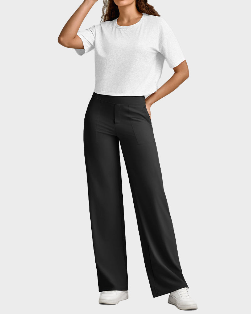 Elegant High-Waist Wide-Leg Yoga Pants: Professional Comfort, Stylish Flowy Design