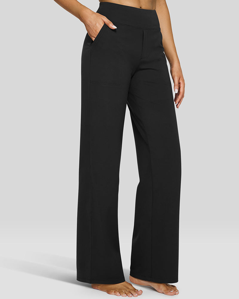 Elegant High-Waist Wide-Leg Yoga Pants: Professional Comfort, Stylish Flowy Design