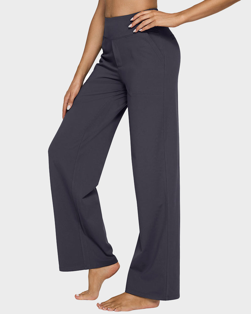 Elegant High-Waist Wide-Leg Yoga Pants: Professional Comfort, Stylish Flowy Design