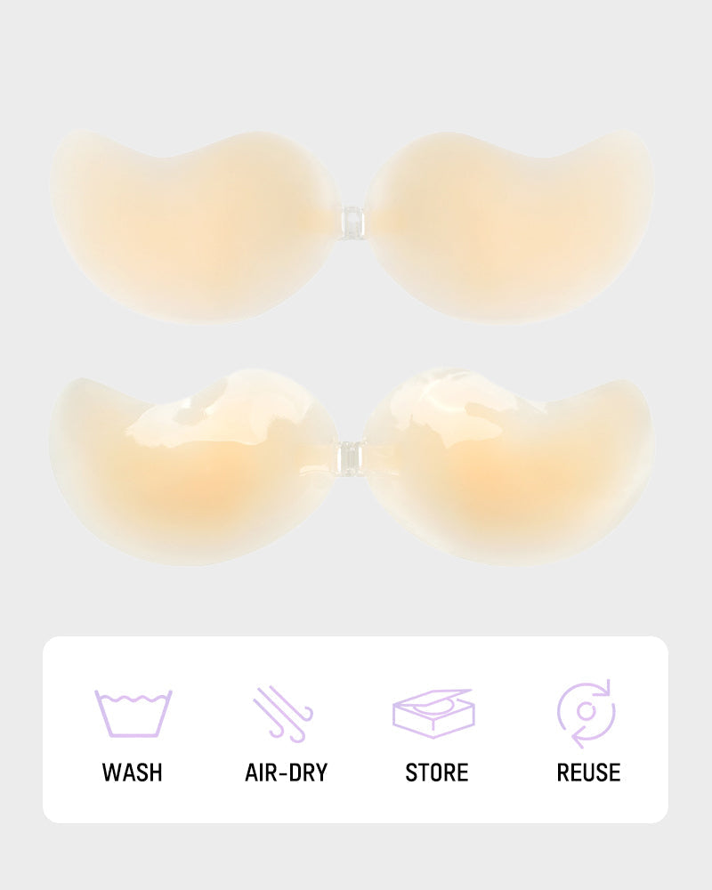 Invisible Mango Cup Ultra-Thin Silicone Adhesive Bra - 2 Pairs Reusable Backless Strapless Lift