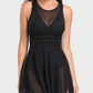 Flattering Mesh Skirt One-Piece Swimsuit with Built-in Bikini, Halter/Crew Neck