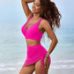 Stylish Mesh High-Waisted Tummy Control Bikini Swimsuit Set with Sarong Wrap