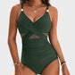 Stylish Metallic Accent Mesh Panel One-Piece Swimsuit with Tummy Control Shaping
