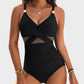 Stylish Metallic Accent Mesh Panel One-Piece Swimsuit with Tummy Control Shaping