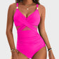Stylish Metallic Accent Mesh Panel One-Piece Swimsuit with Tummy Control Shaping
