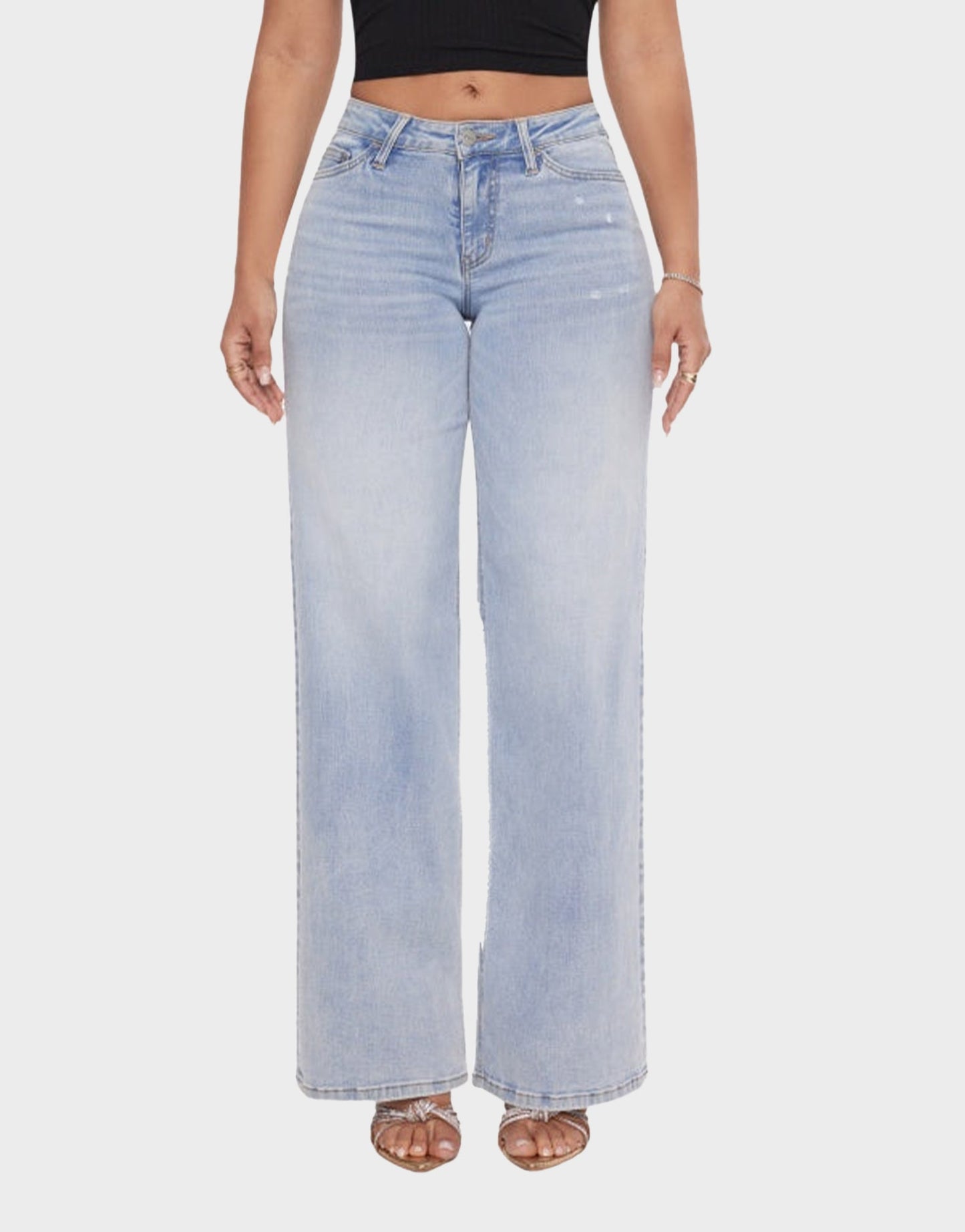 Comfy Mid-Low Rise Stretch Baggy Wide-Leg Jeans - Versatile Denim Style