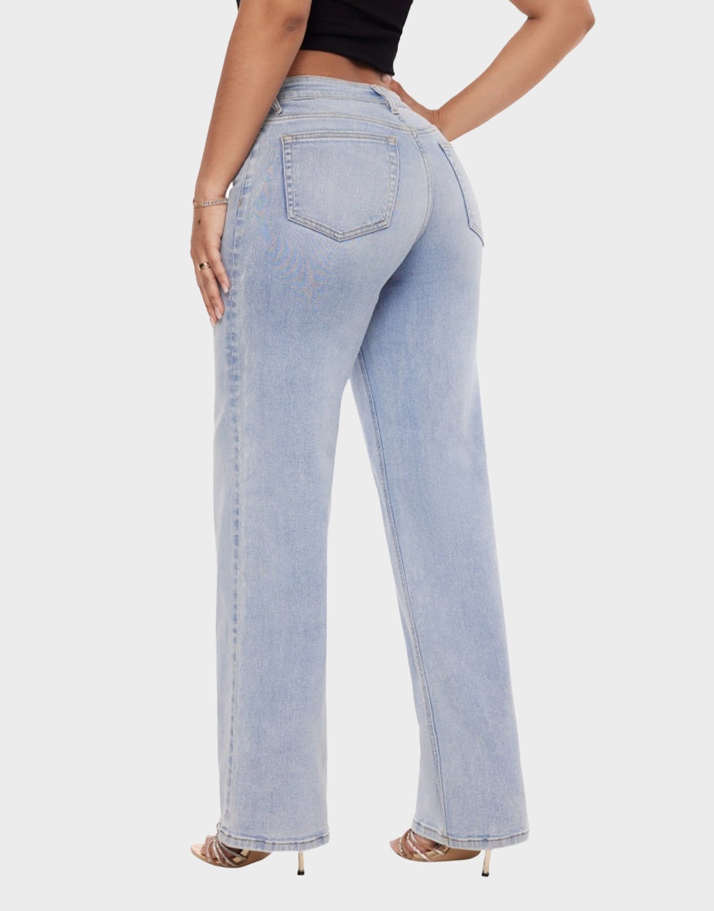 Comfy Mid-Low Rise Stretch Baggy Wide-Leg Jeans - Versatile Denim Style