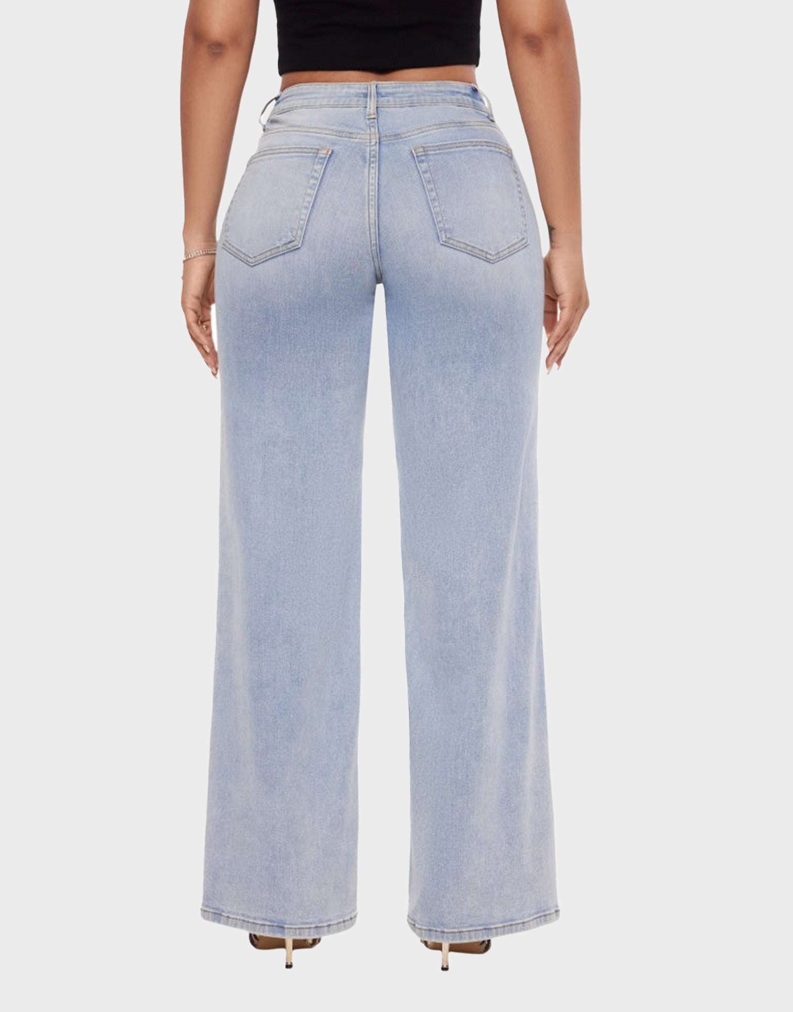Comfy Mid-Low Rise Stretch Baggy Wide-Leg Jeans - Versatile Denim Style