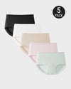 5-Pack Seamless Mid-Rise No-Show Breathable Sport Control Panties for Women